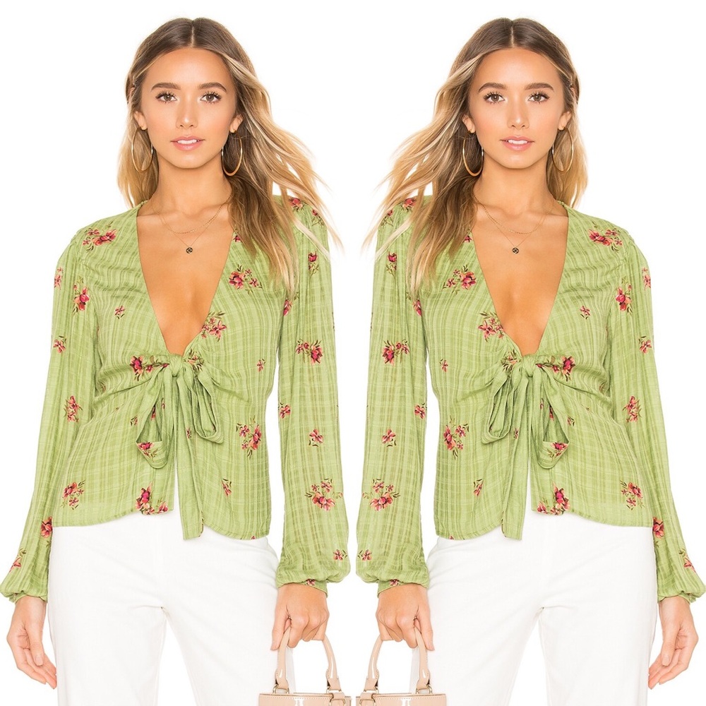 Majorelle Floral Yara Blouse in Green Picnic